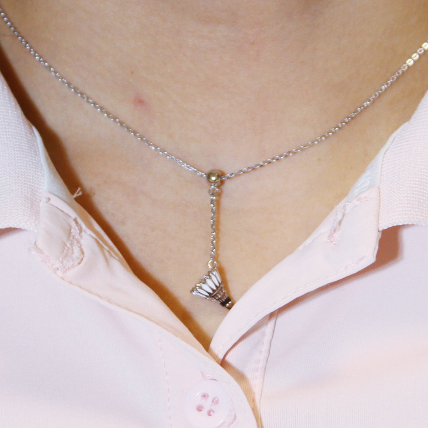 Women's Badminton Shuttlecock Pendant Necklace with Adjustable Cross Chain-HEBE