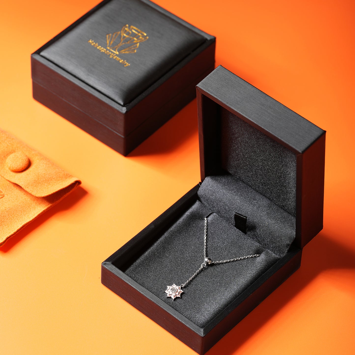 Women's Yoga OM Lotus Pendant Necklace with Adjustable Cross Chain-HEBE