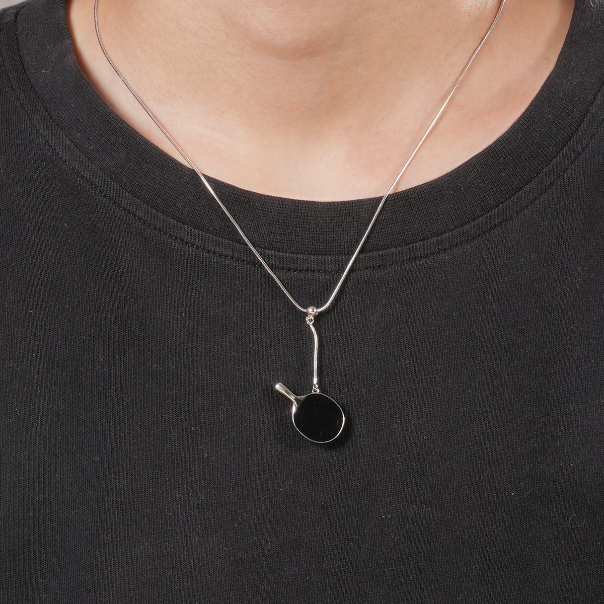 Men's Table Tennis Pendant Necklace with Adjustable Snake Chain-HEBE
