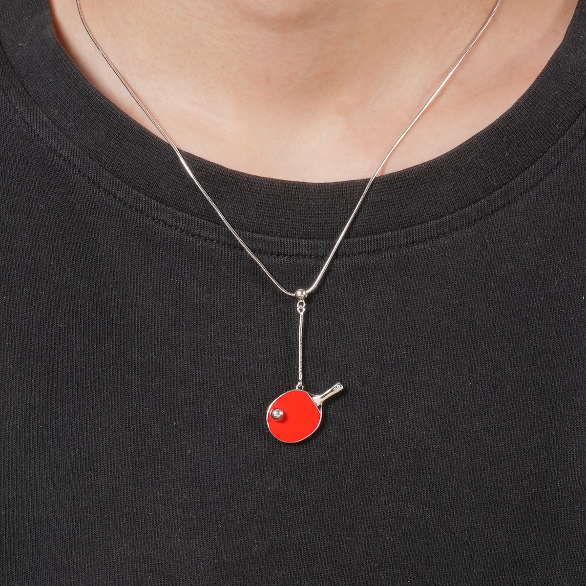 Men's Table Tennis Pendant Necklace with Adjustable Snake Chain-HEBE