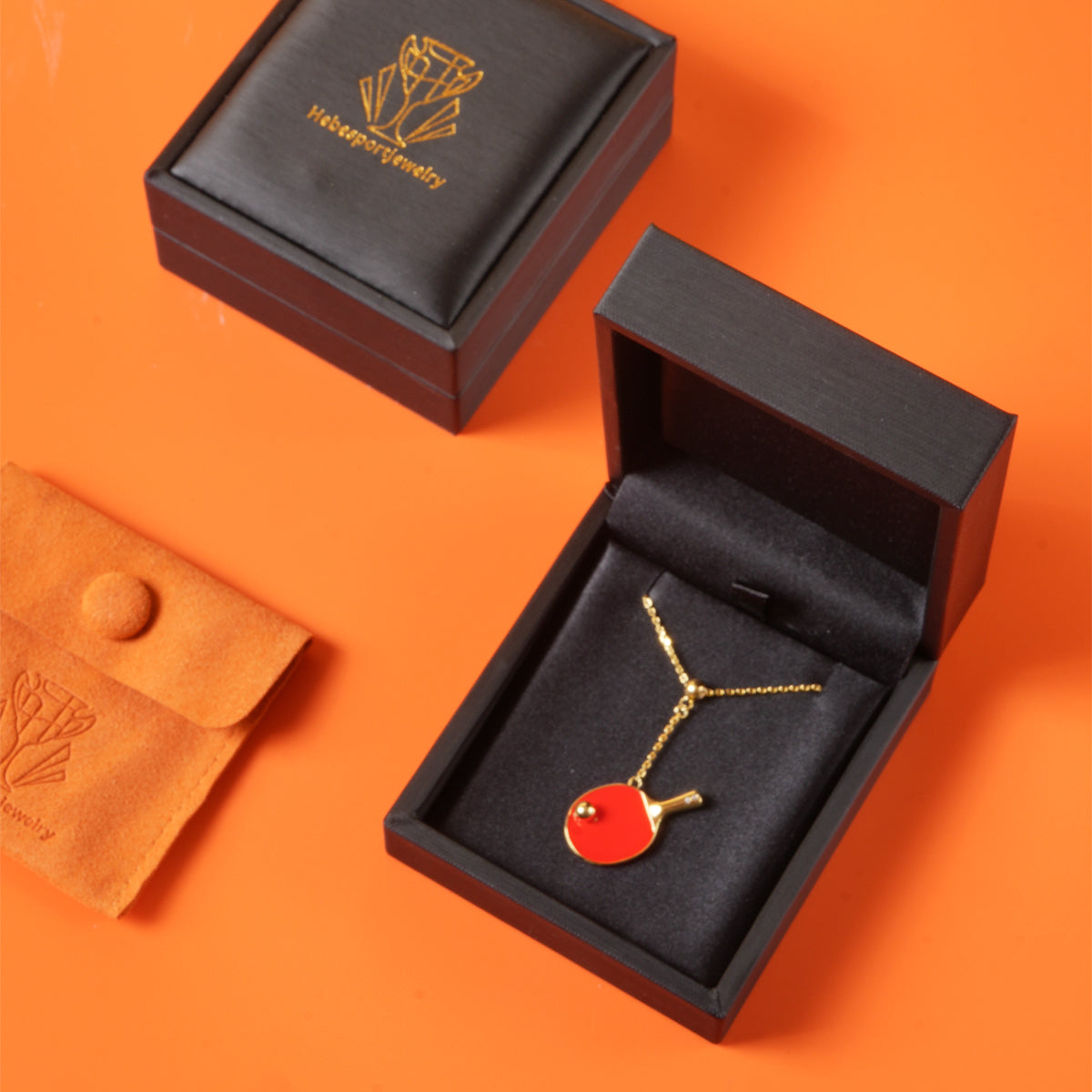 Women's Table Tennis Pendant Necklace with Adjustable Cross Chain-HEBE