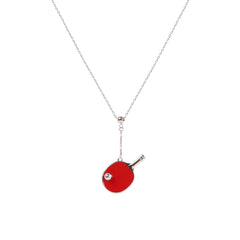 Women's Table Tennis Pendant Necklace with Adjustable Cross Chain-HEBE