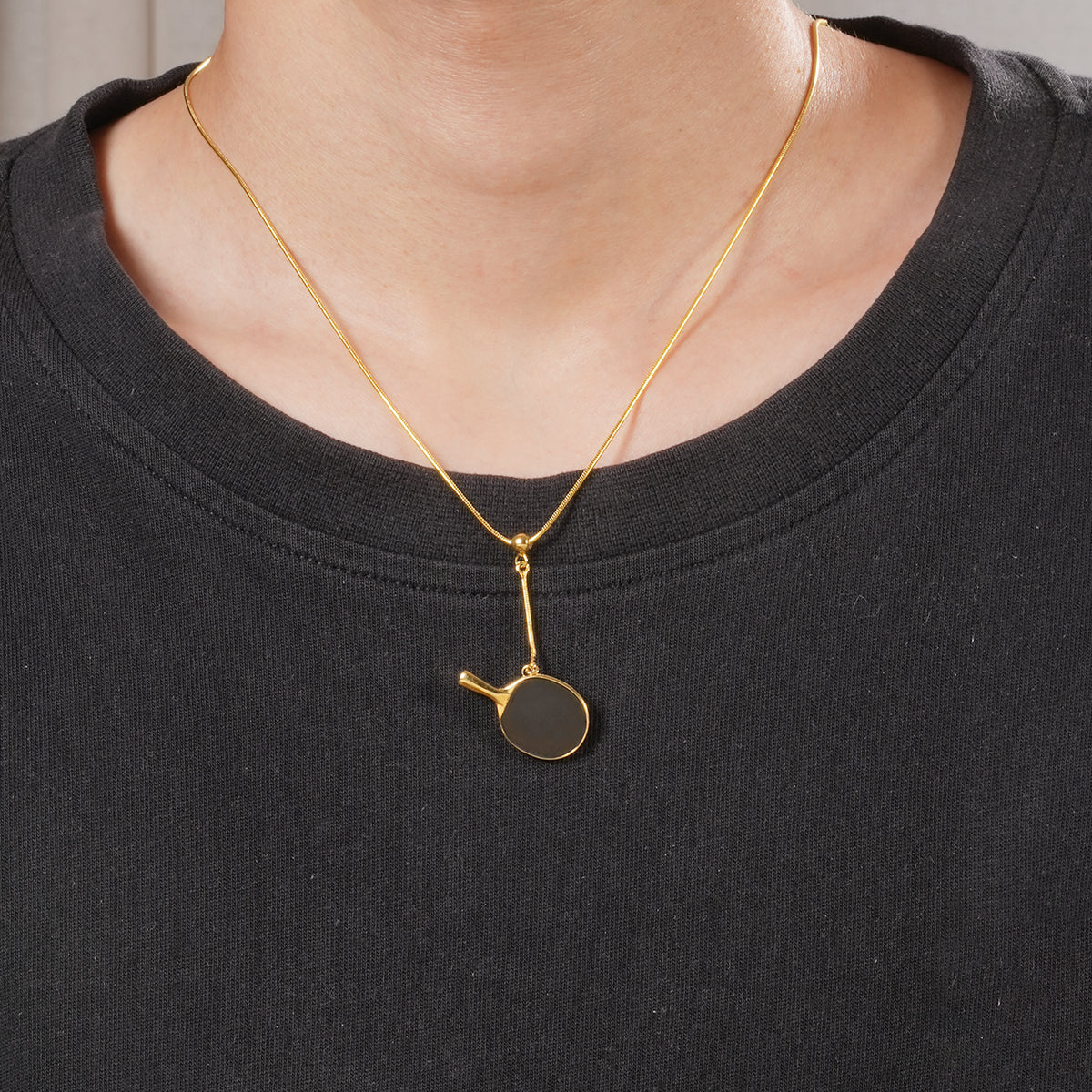 Men's Table Tennis Pendant Necklace with Adjustable Snake Chain-HEBE