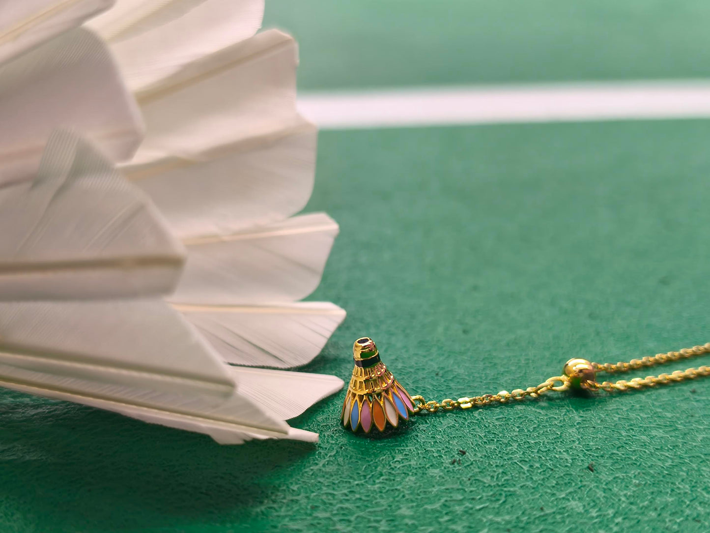 Women's Badminton Shuttlecock Pendant Necklace with Adjustable Cross Chain-HEBE