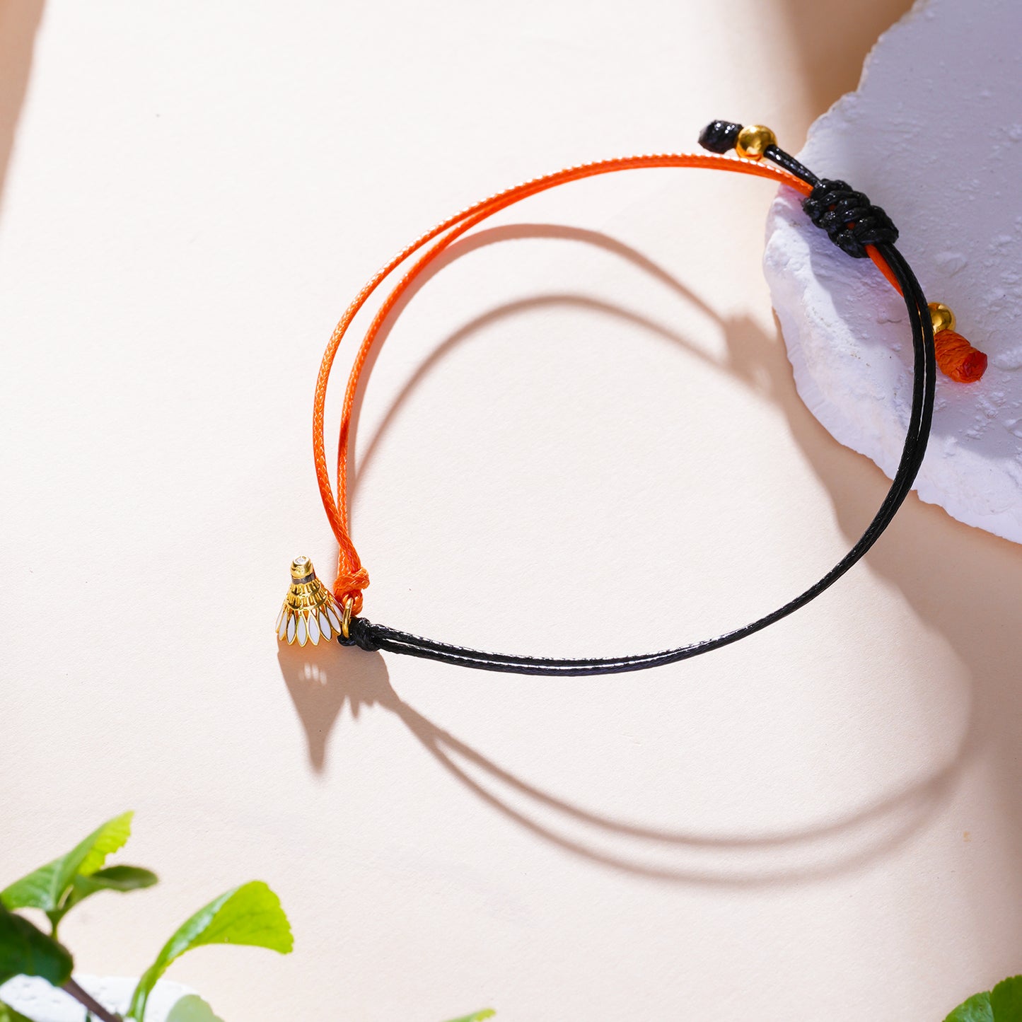 Badminton Shuttlecock Pendant Bracelet with Adjustable Rope Knot-HEBE