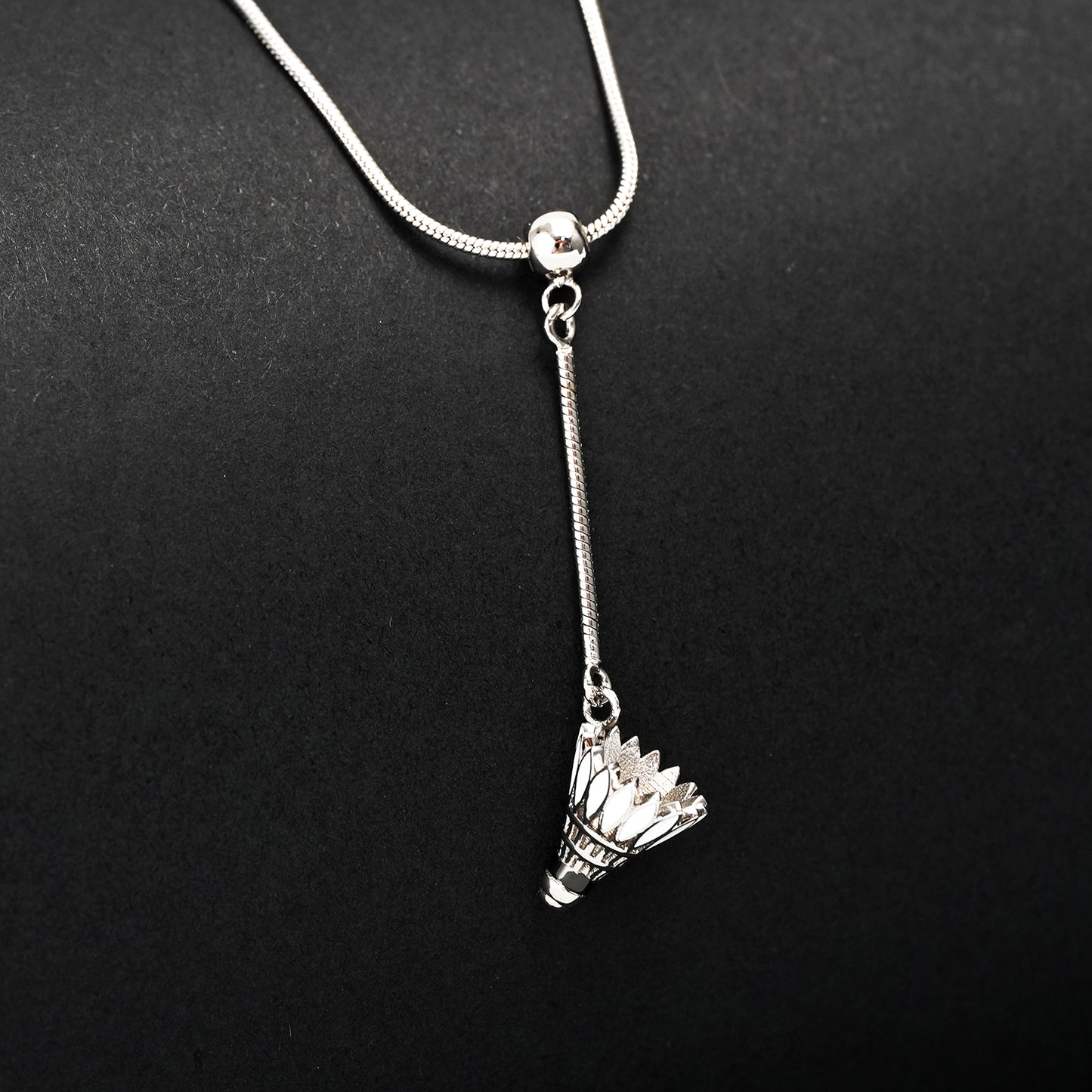 Men's Badminton Shuttlecock Pendant Necklace with Adjustable Snake Chain-HEBE