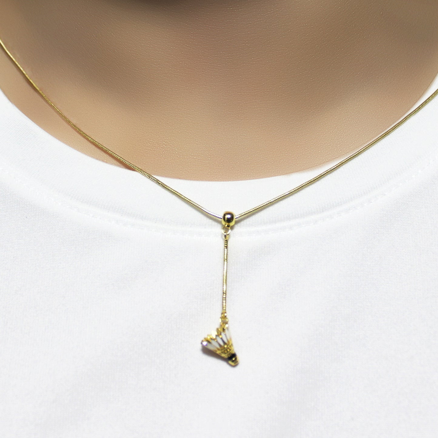 Men's Badminton Shuttlecock Pendant Necklace with Adjustable Snake Chain-HEBE