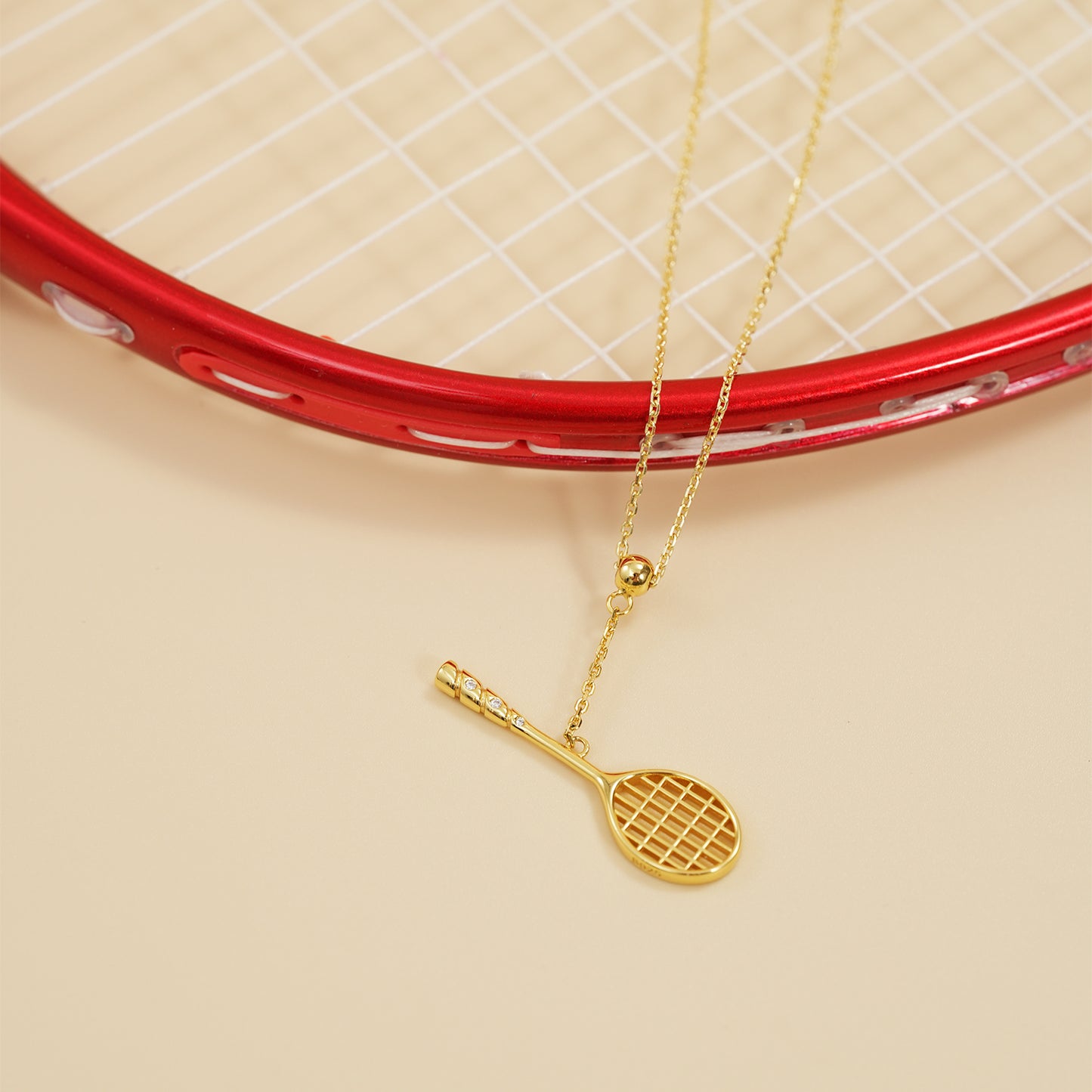 Women's Badminton Racquet Pendant Necklace with Adjustable Cross Chain-HEBE