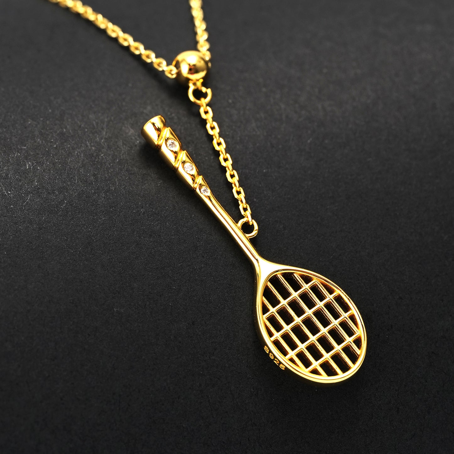 Women's Badminton Racquet Pendant Necklace with Adjustable Cross Chain-HEBE