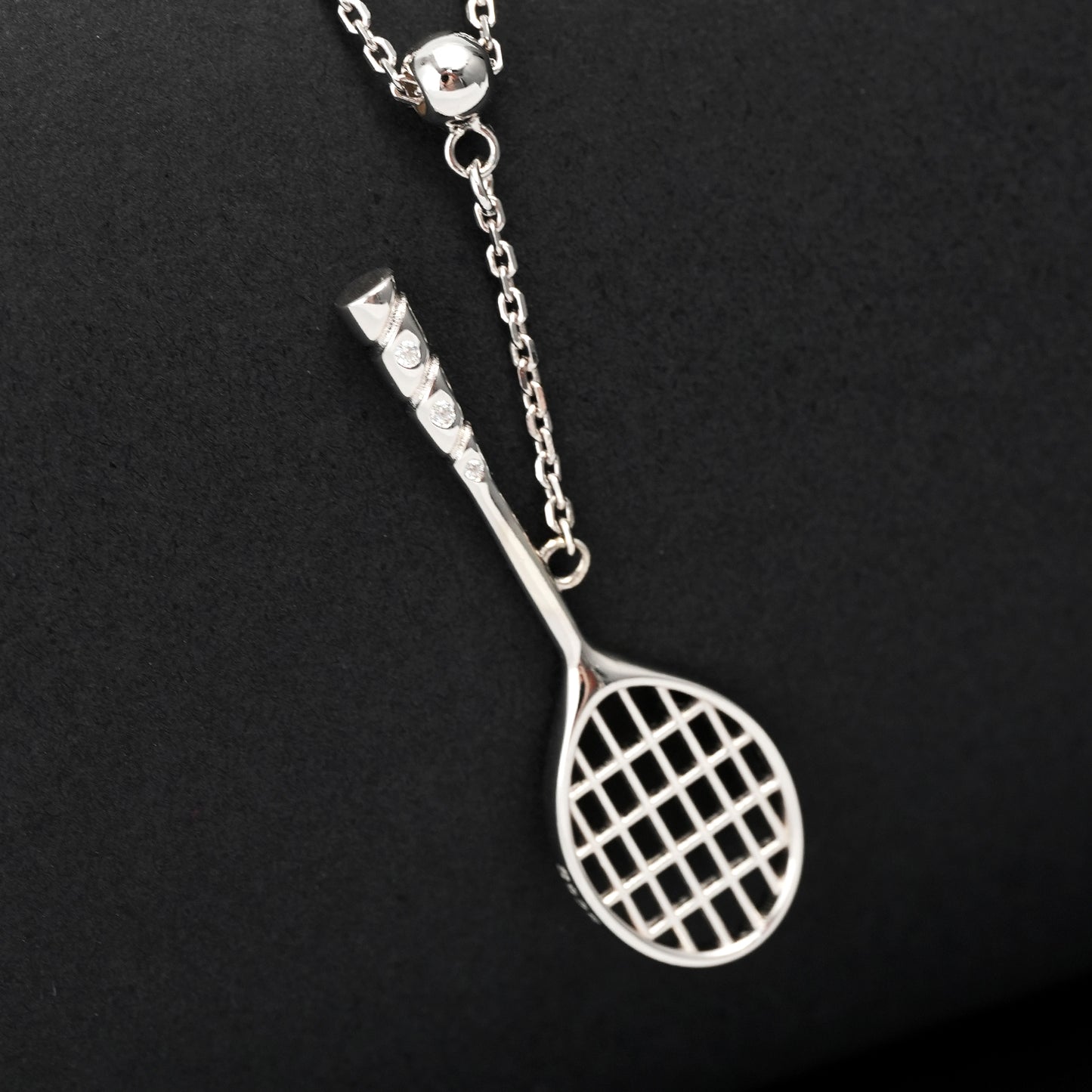 Women's Badminton Racquet Pendant Necklace with Adjustable Cross Chain-HEBE