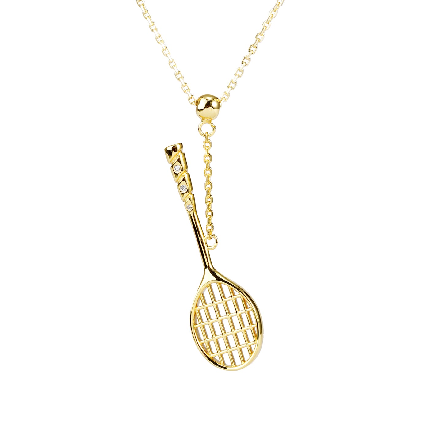 Women's Badminton Racquet Pendant Necklace with Adjustable Cross Chain-HEBE