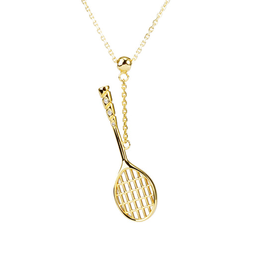Women's Badminton Racquet Pendant Necklace with Adjustable Cross Chain-HEBE