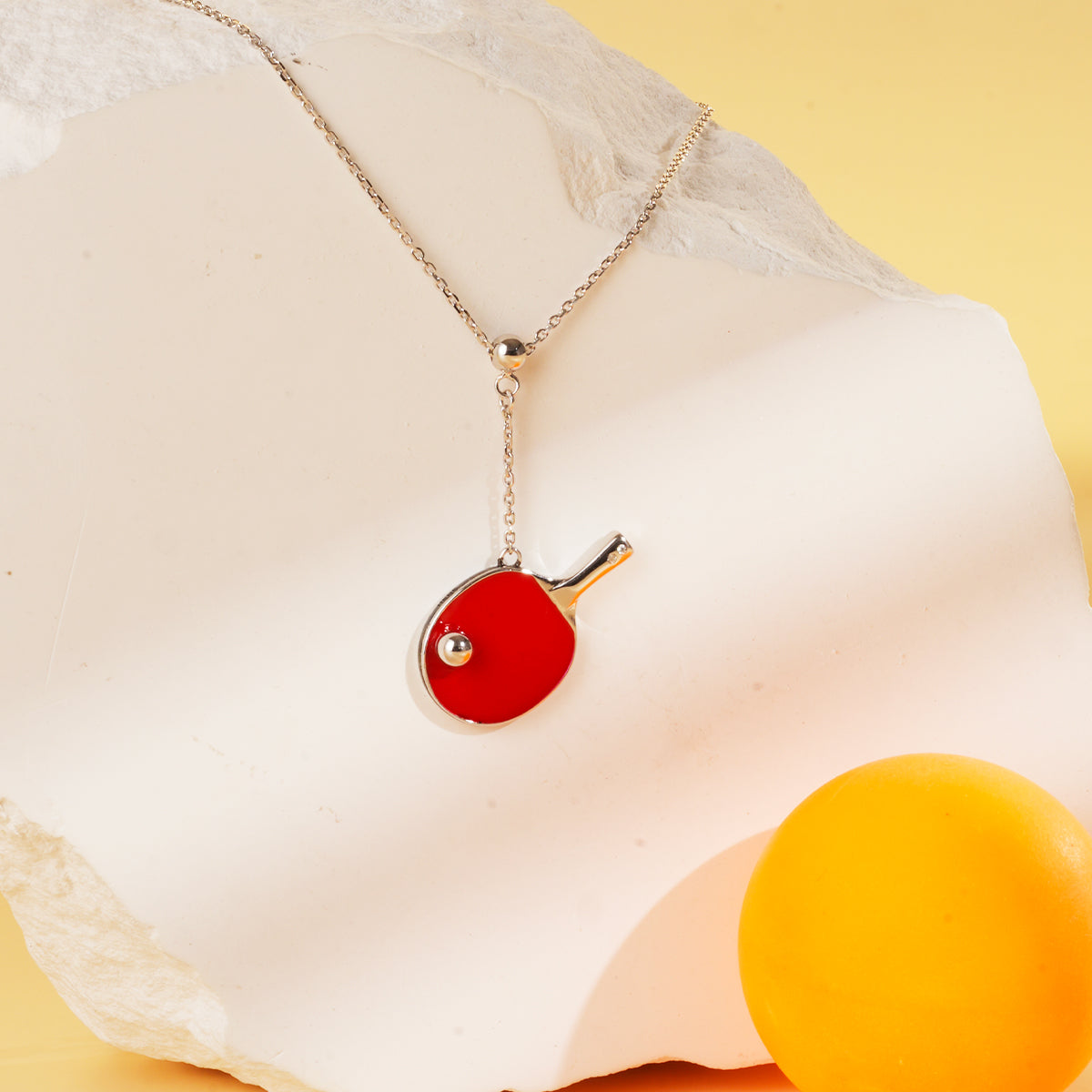 Women's Table Tennis Pendant Necklace with Adjustable Cross Chain-HEBE