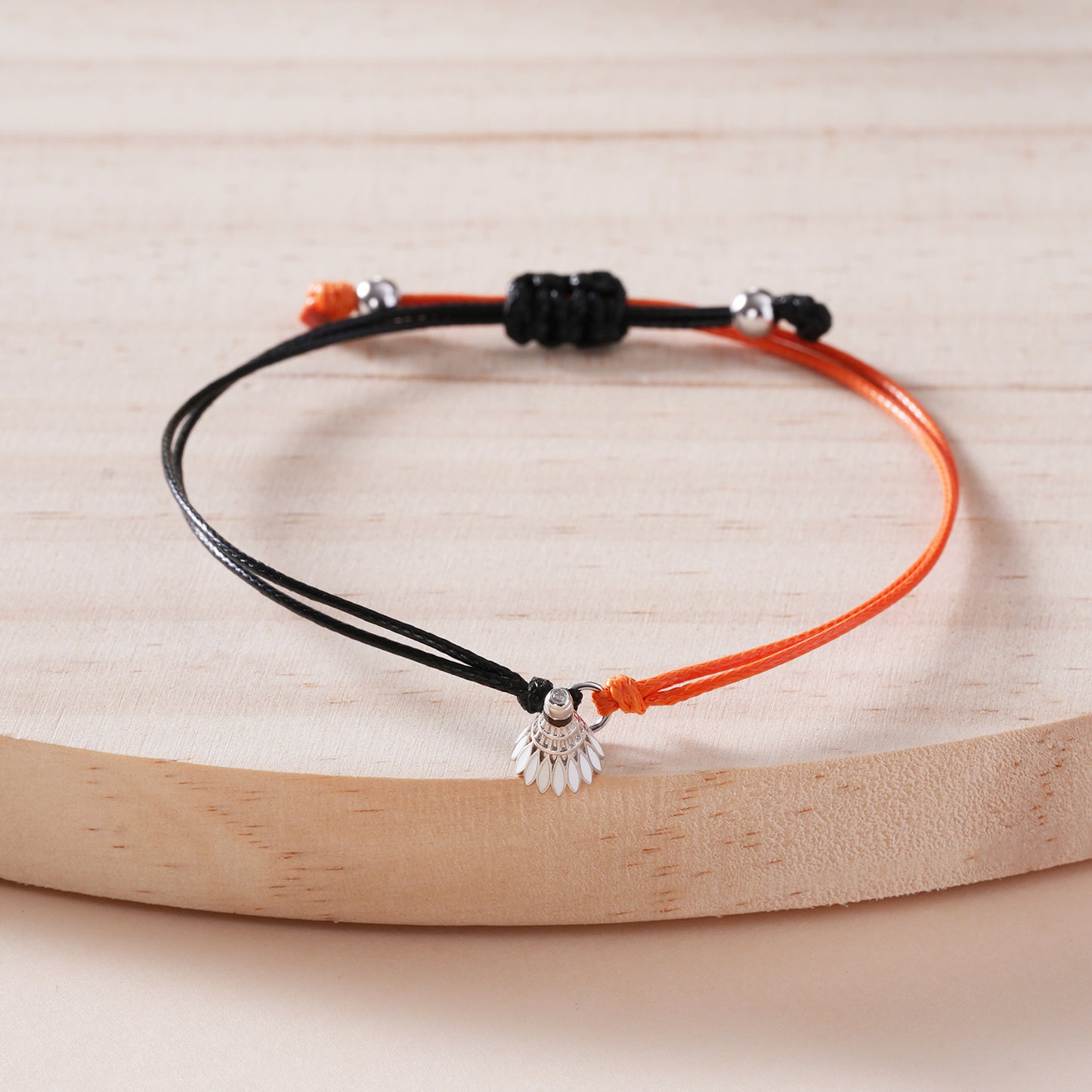 Badminton Shuttlecock Pendant Bracelet with Adjustable Rope Knot-HEBE