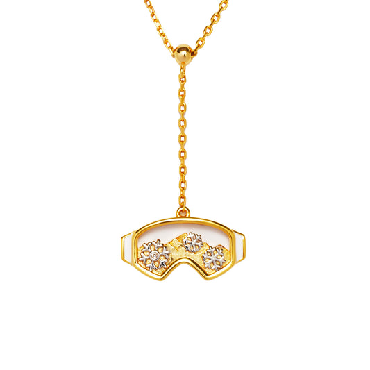Women's Ski Goggles Pendant Necklace with Adjustable Cross Chain-HEBE