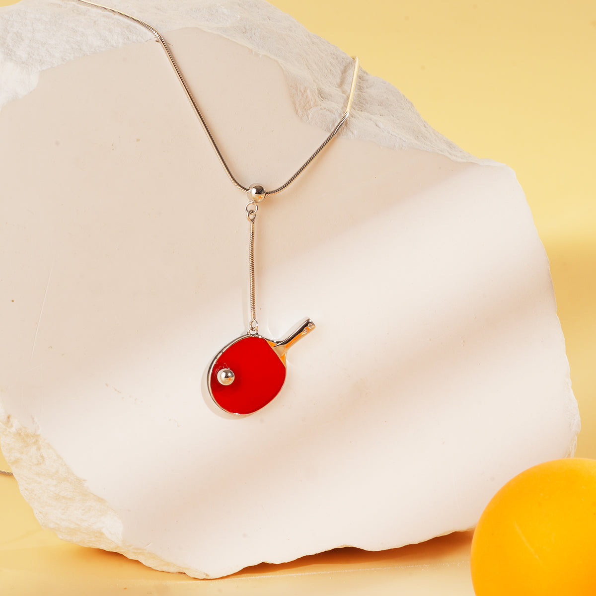Men's Table Tennis Pendant Necklace with Adjustable Snake Chain-HEBE