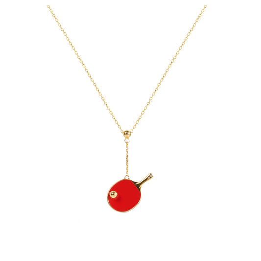 Women's Table Tennis Pendant Necklace with Adjustable Cross Chain-HEBE