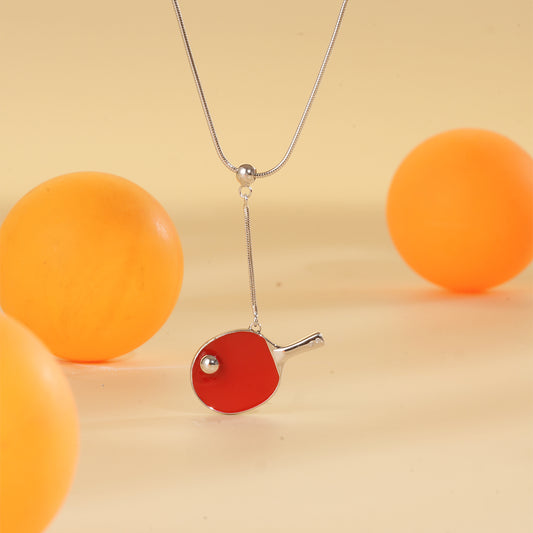 Men's Table Tennis Pendant Necklace with Adjustable Snake Chain-HEBE