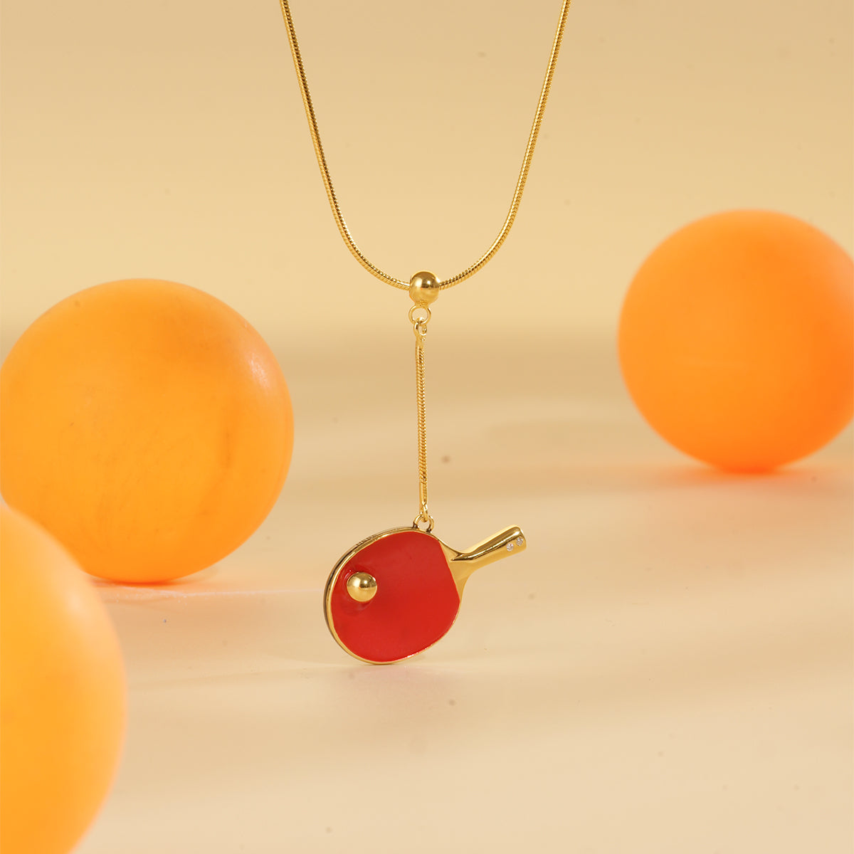 Men's Table Tennis Pendant Necklace with Adjustable Snake Chain-HEBE