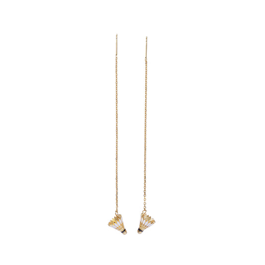 Badminton Shuttlecock Pendant Earrings with Adjustable Cross Chain-HEBE