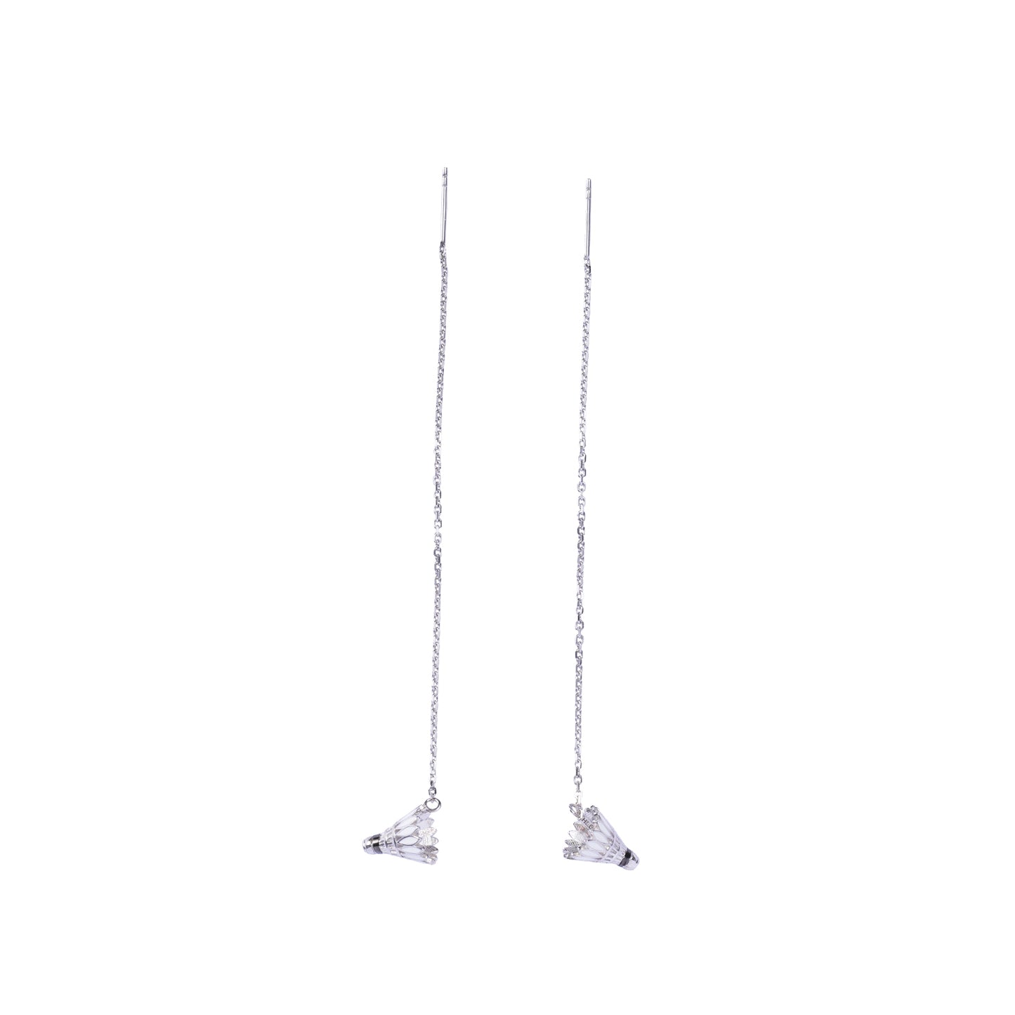 Badminton Shuttlecock Pendant Earrings with Adjustable Cross Chain-HEBE