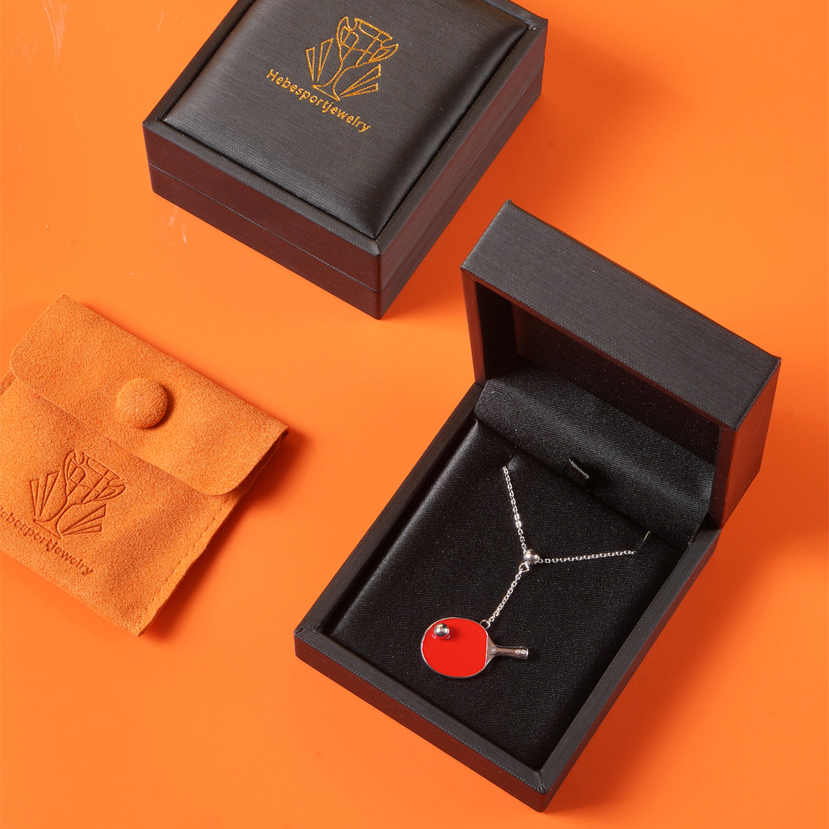 Women's Table Tennis Pendant Necklace with Adjustable Cross Chain-HEBE