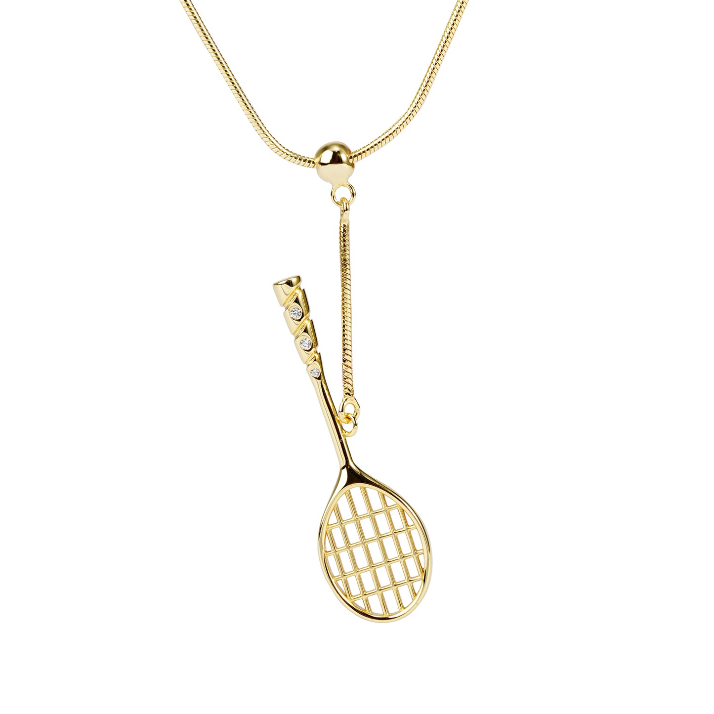 Men's Badminton Racquet Pendant Necklace with Adjustable Snake Chain-HEBE
