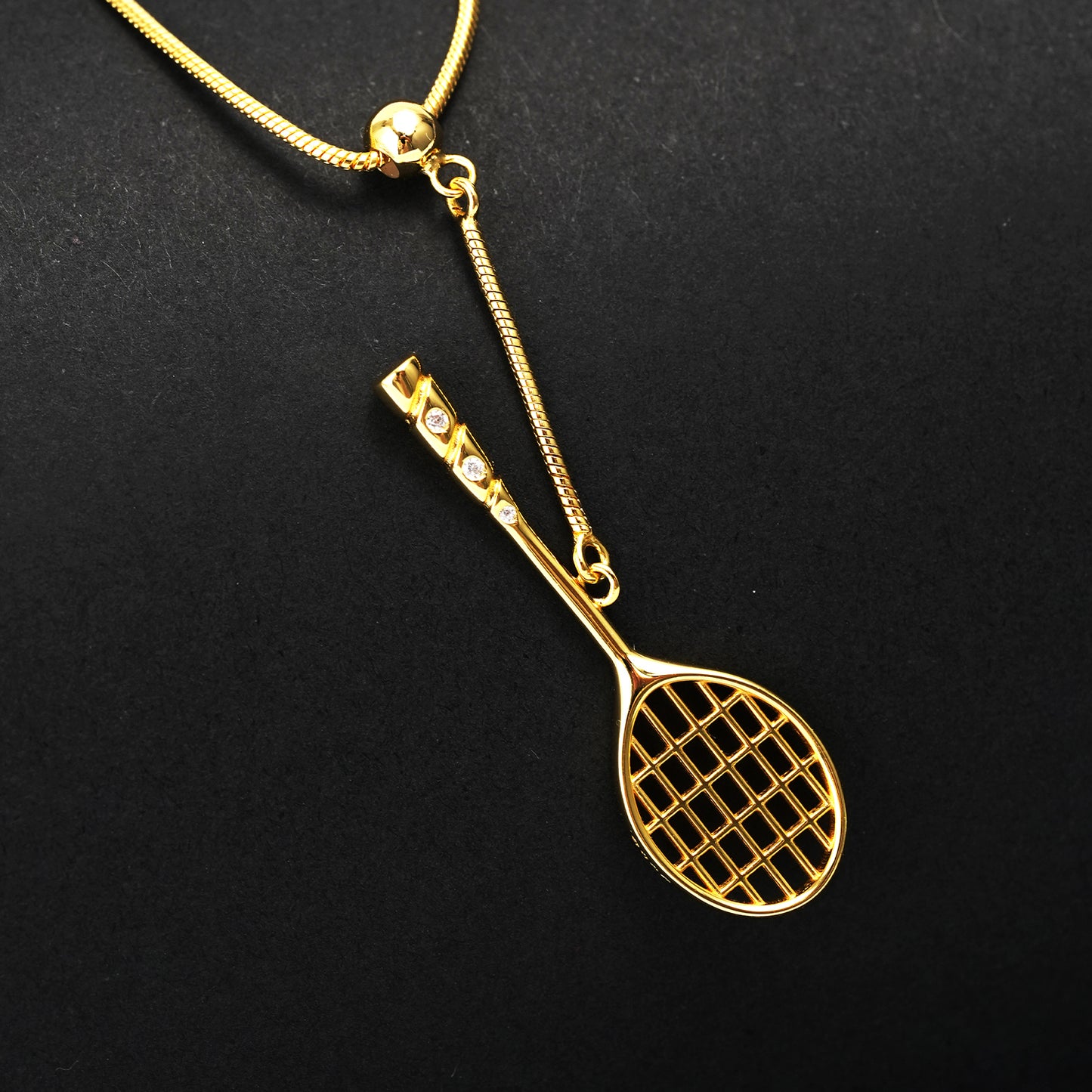 Men's Badminton Racquet Pendant Necklace with Adjustable Snake Chain-HEBE