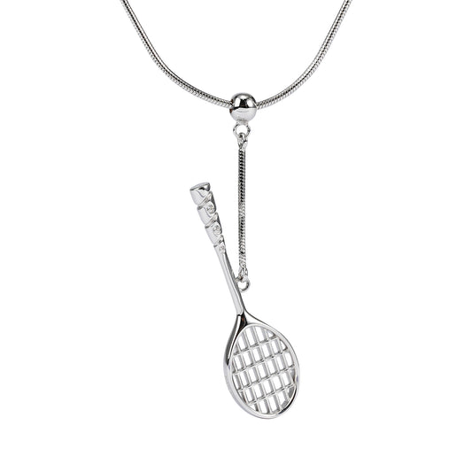 Men's Badminton Racquet Pendant Necklace with Adjustable Snake Chain-HEBE