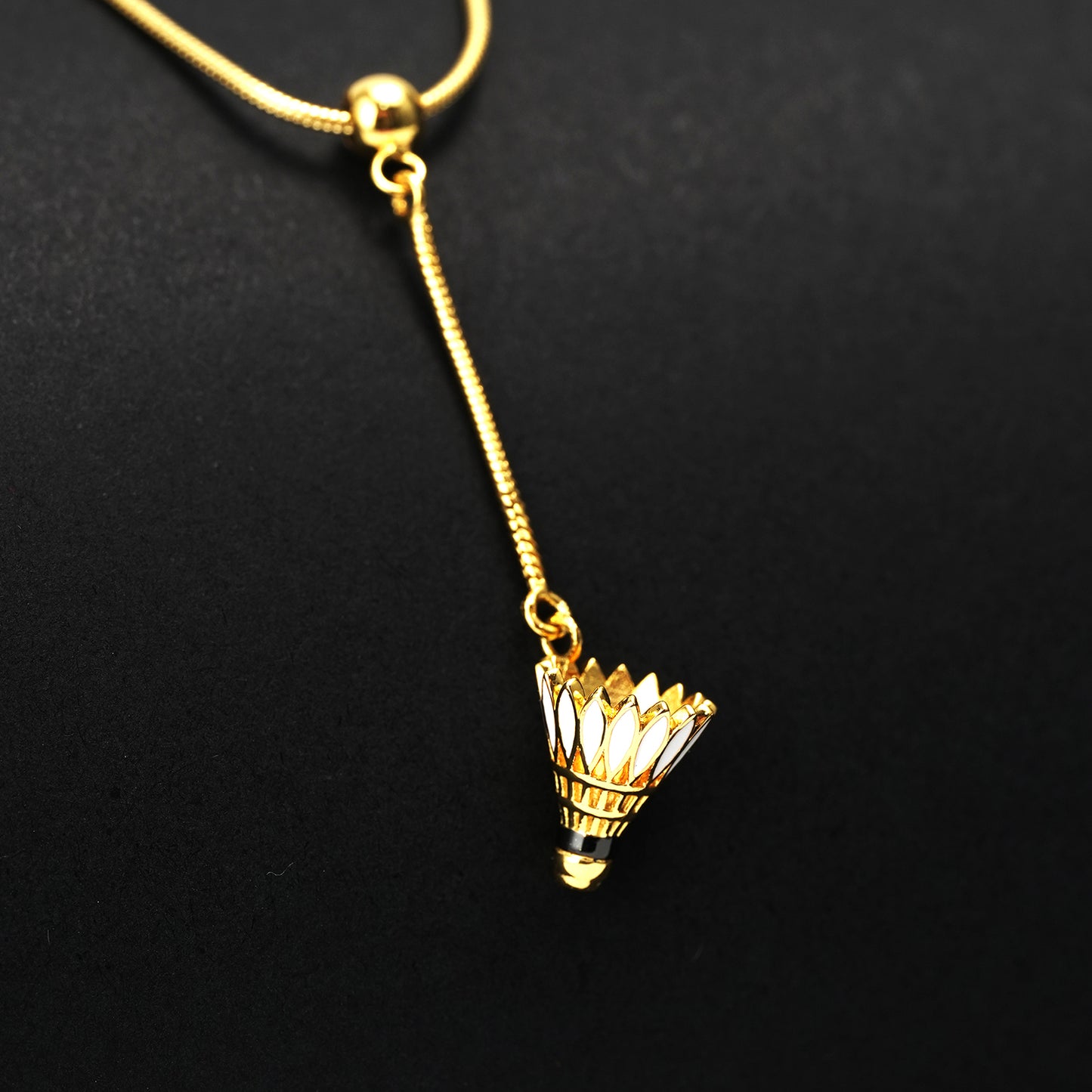 Men's Badminton Shuttlecock Pendant Necklace with Adjustable Snake Chain-HEBE