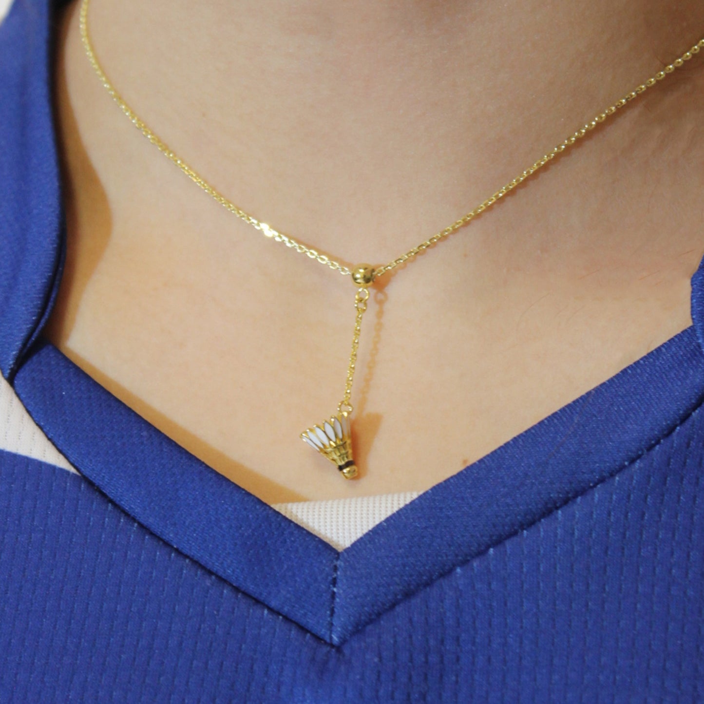 Women's Badminton Shuttlecock Pendant Necklace with Adjustable Cross Chain-HEBE