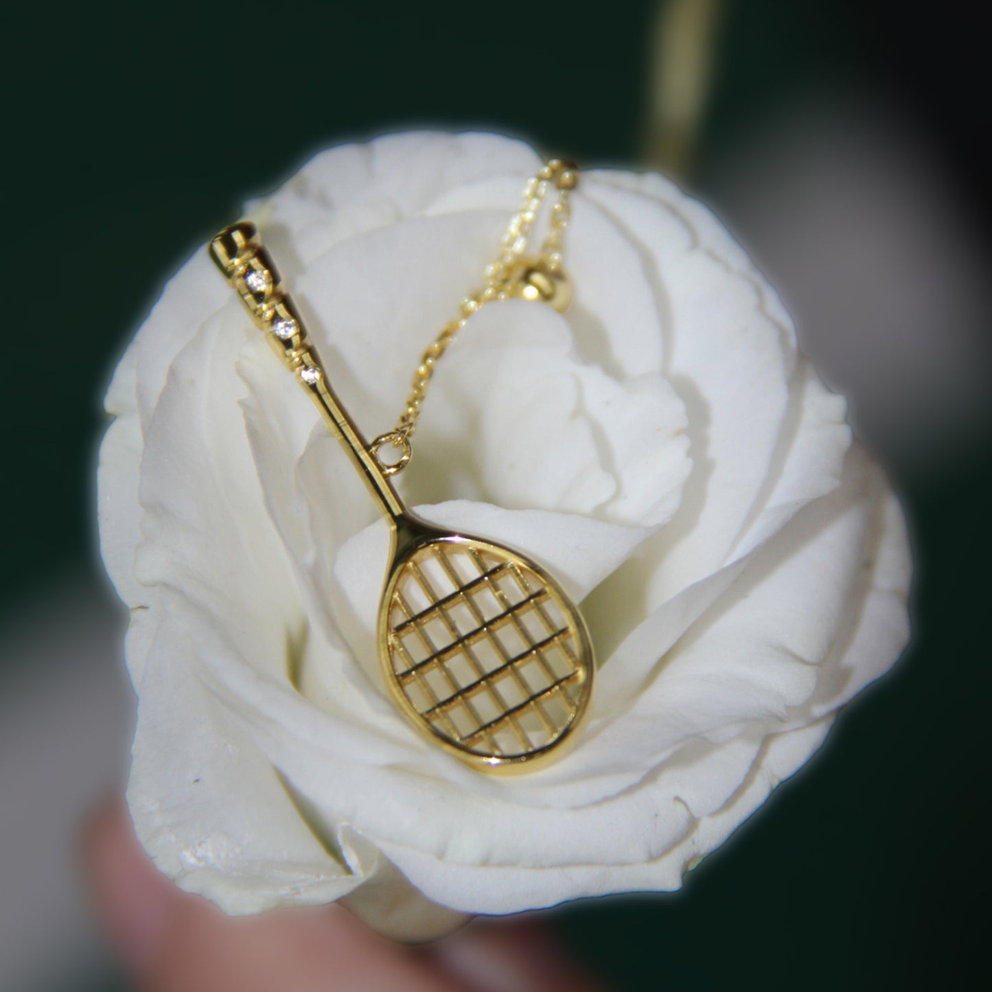 Women's Badminton Racquet Pendant Necklace with Adjustable Cross Chain-HEBE