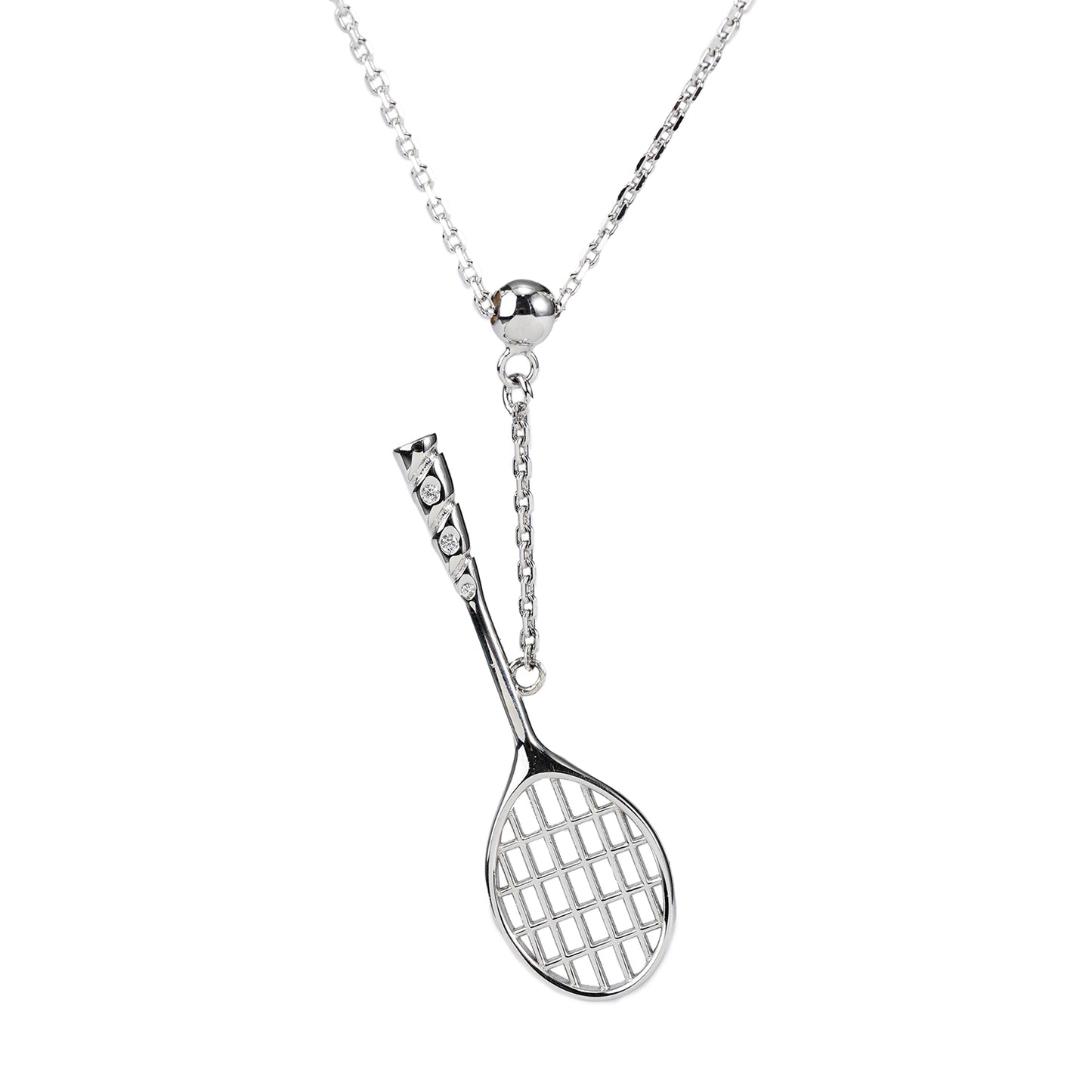 Women's Badminton Racquet Pendant Necklace with Adjustable Cross Chain-HEBE