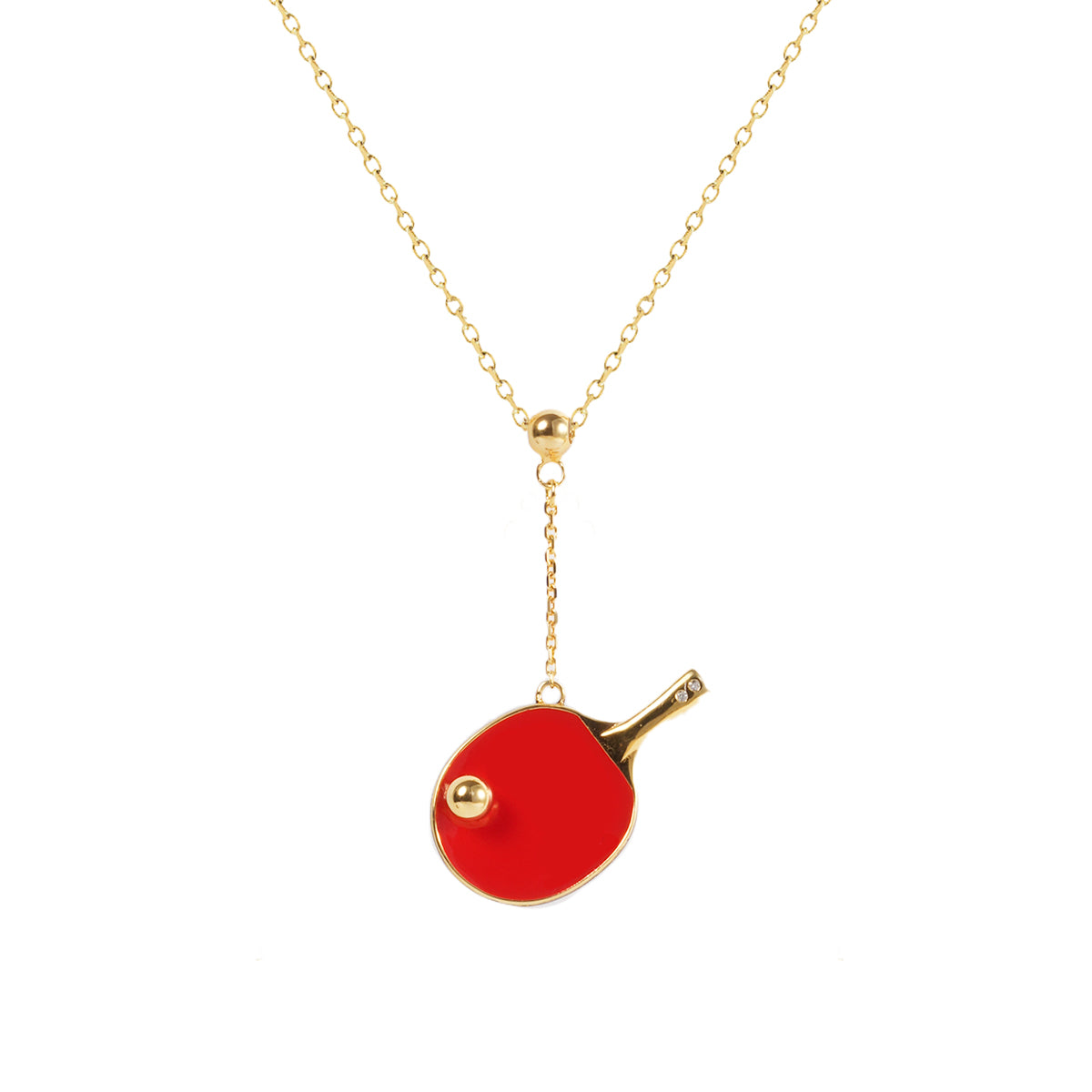 Men's Table Tennis Pendant Necklace with Adjustable Snake Chain-HEBE