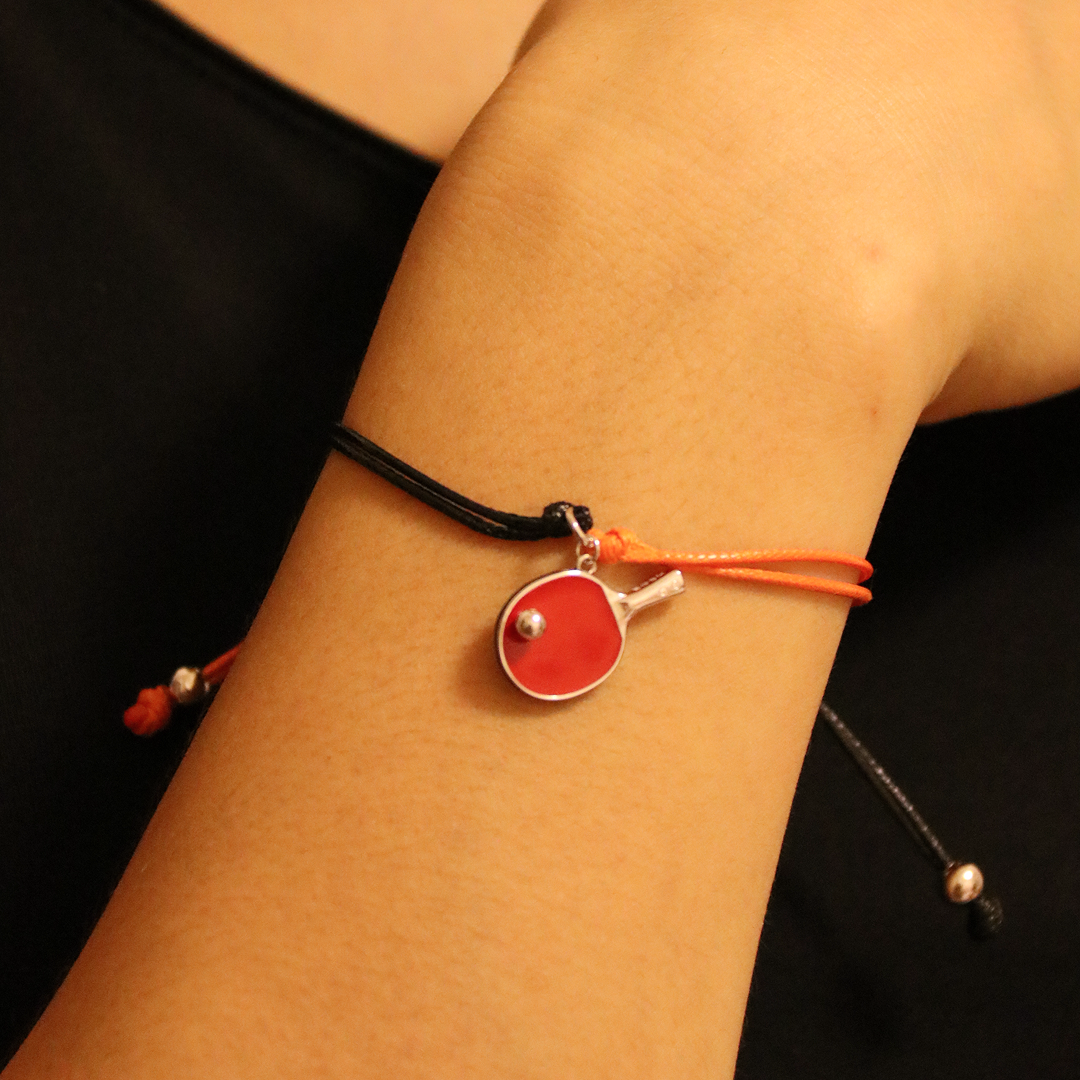 Table Tennis Pendant Bracelet with Adjustable Rope Knot - HEBE