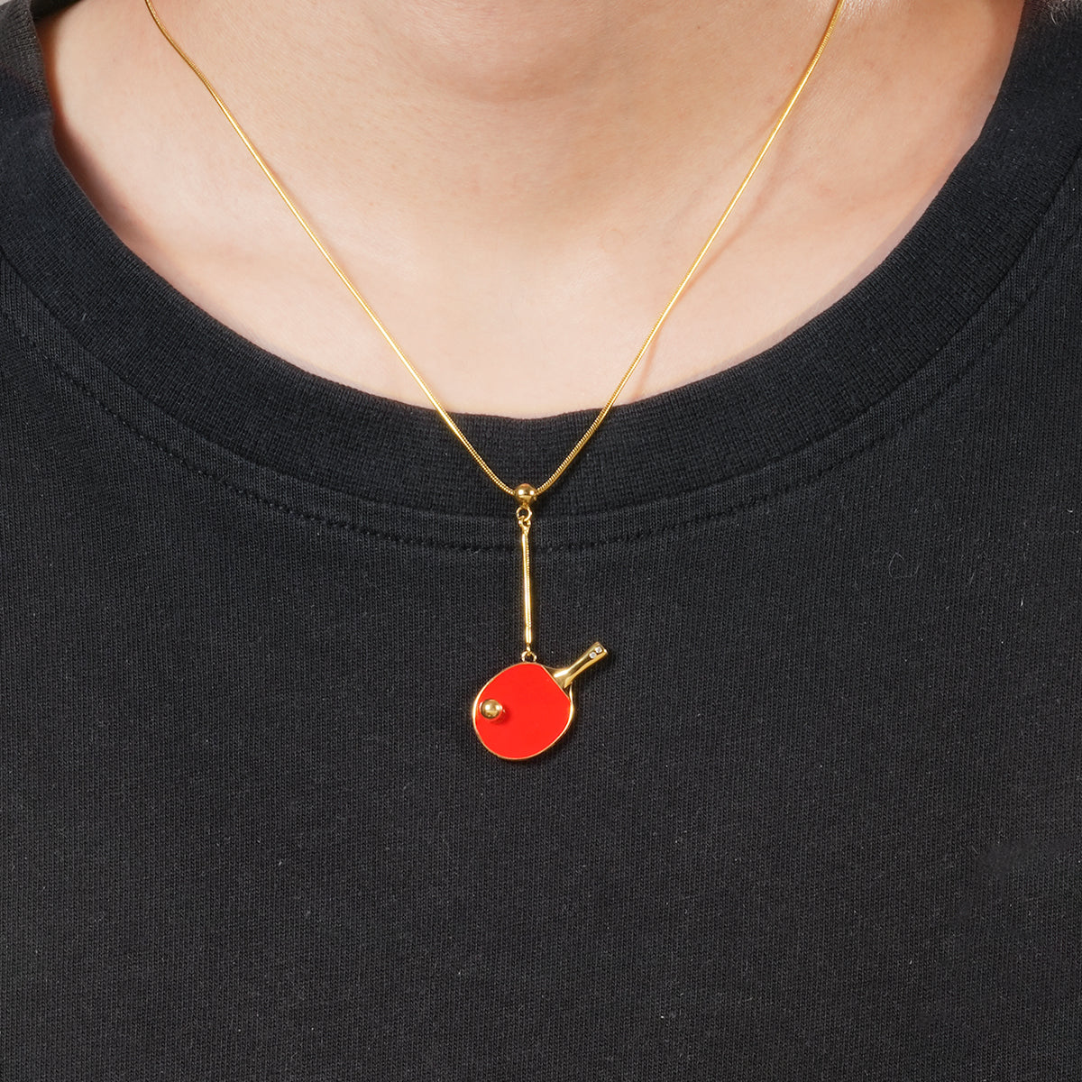 Men's Table Tennis Pendant Necklace with Adjustable Snake Chain-HEBE