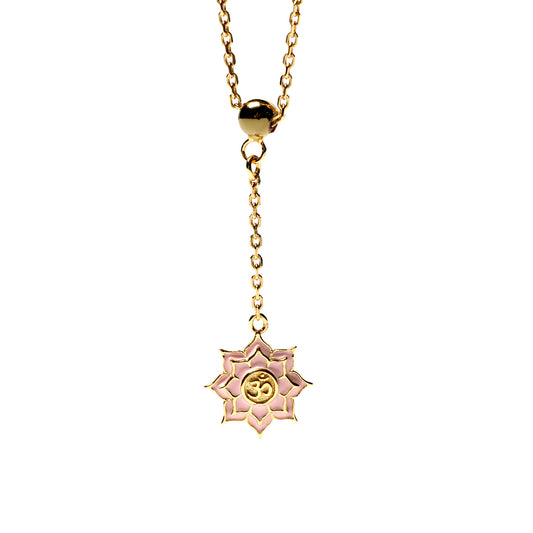 Women's Yoga OM Lotus Pendant Necklace with Adjustable Cross Chain-HEBE