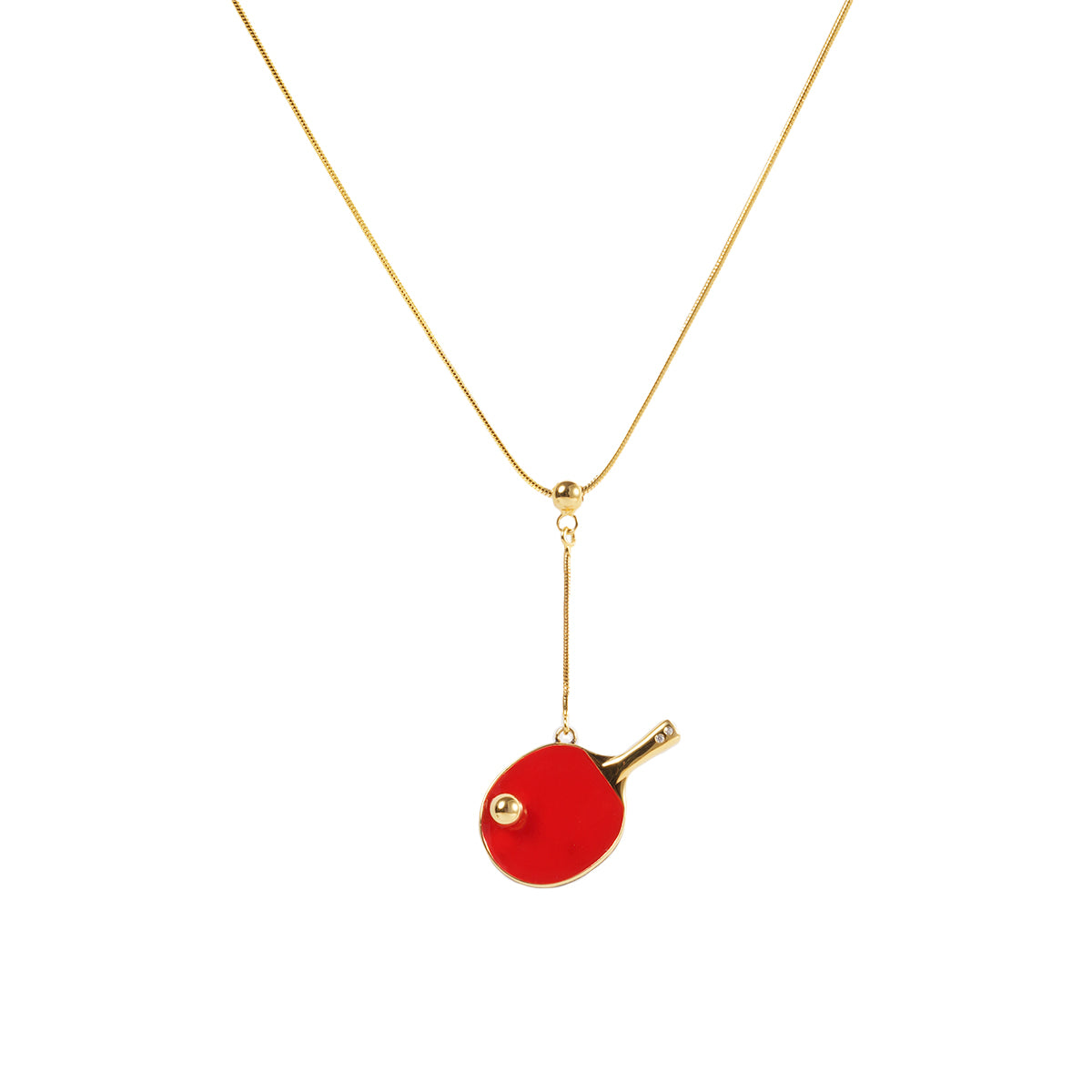 Men's Table Tennis Pendant Necklace with Adjustable Snake Chain-HEBE